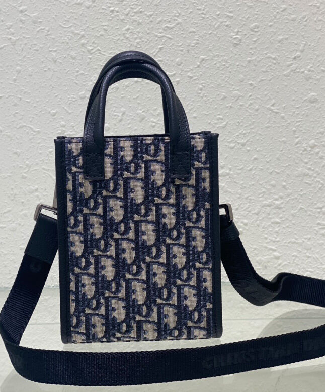 Christian Dior Safari North-South Mini Tote Bag Dark Blue
